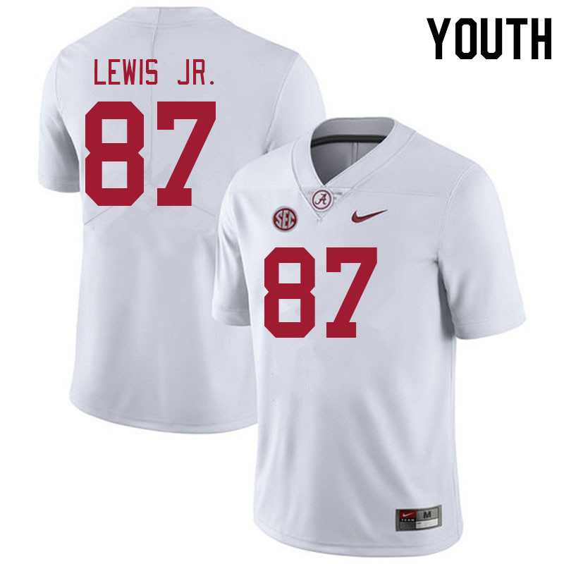 Youth #87 Danny Lewis Jr. Alabama Crimson Tide College Footabll Jerseys Stitched-White
